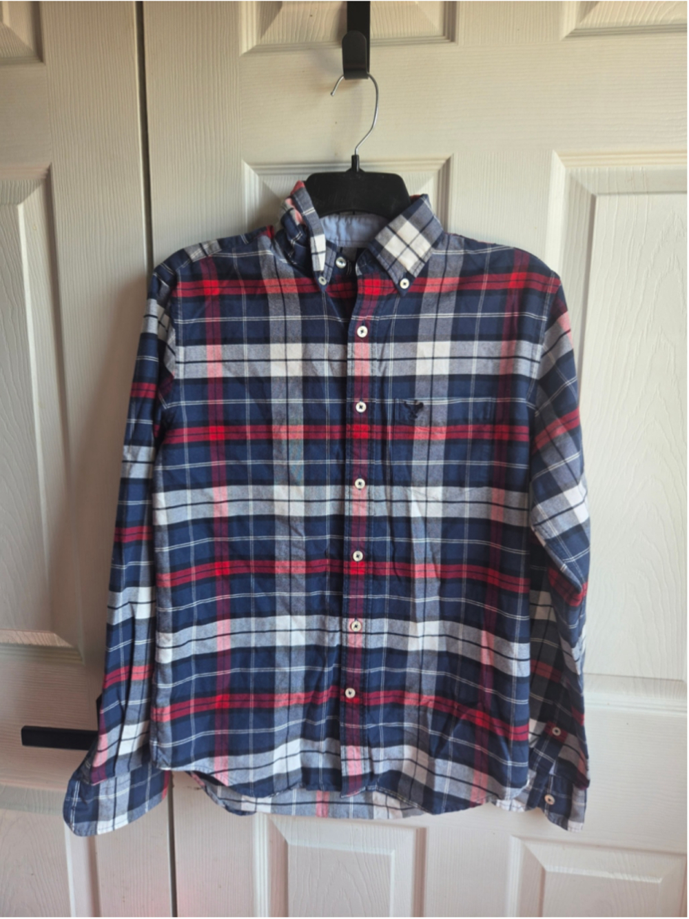 Mens American Eagle Plaid Button Down Shirt XS Blue Red
